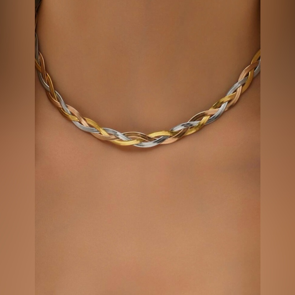 New 18k Gold Plated Stainless Steel Personalized Tricolor Necklace